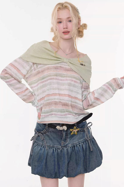 Spring Mist Striped Knit Top