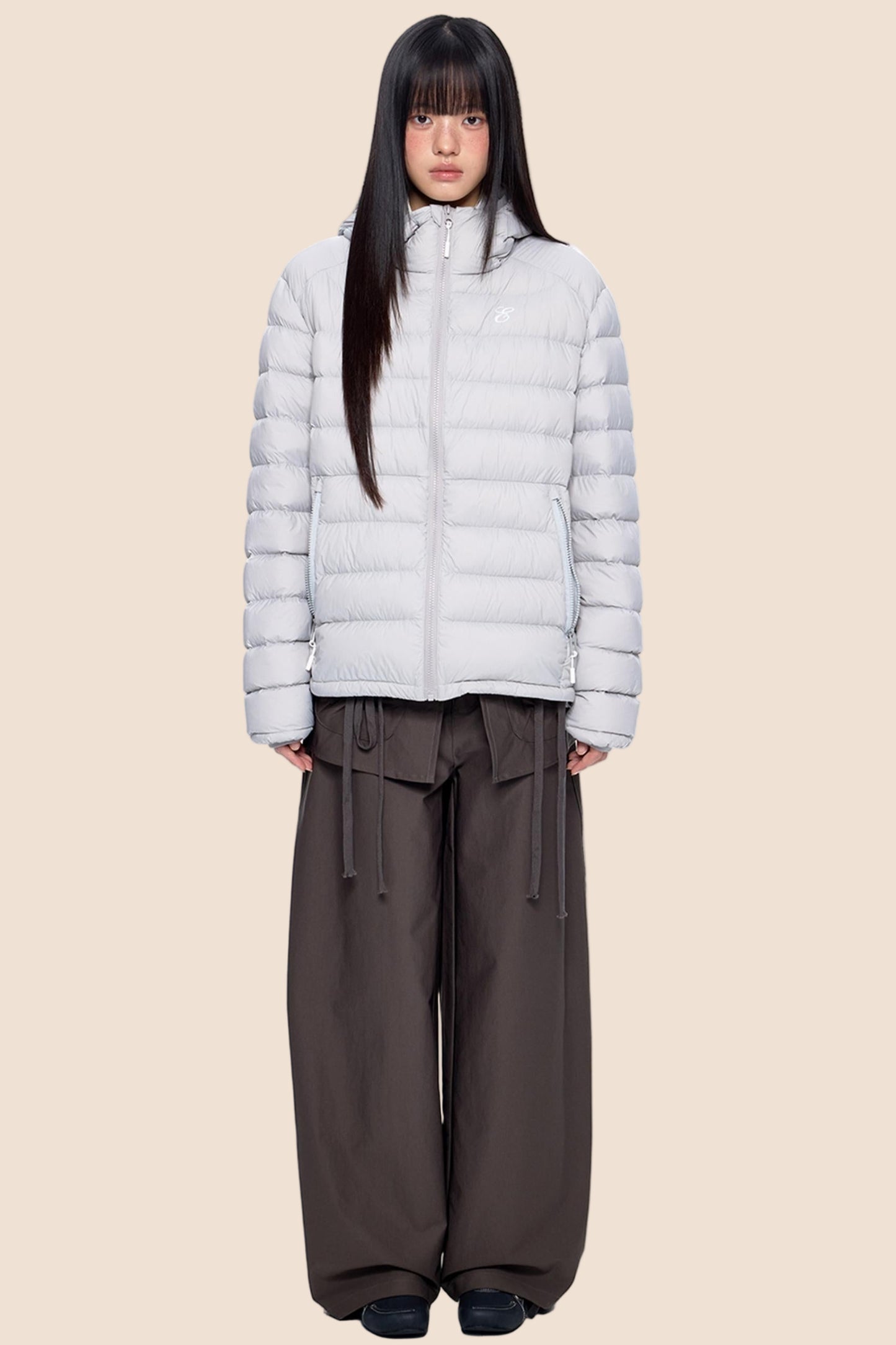 White Duck Down Hooded Jacket