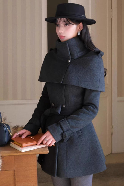 Double-Breasted Woolen Coat Set-Up