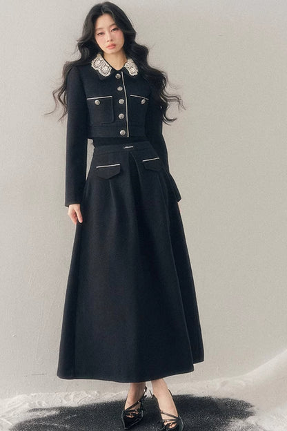 Whisper Lace Winter Suit Skirt Set-Up