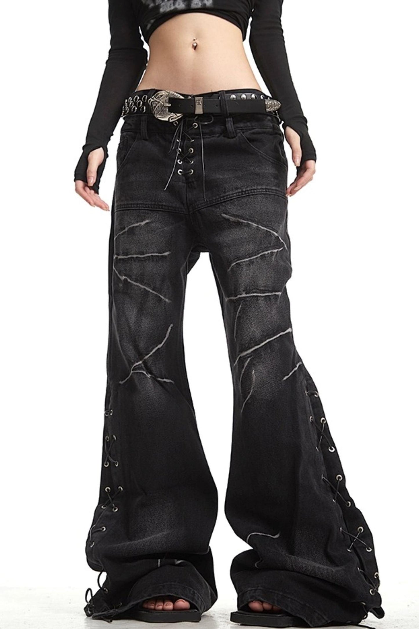 Floor-Length Denim Trousers