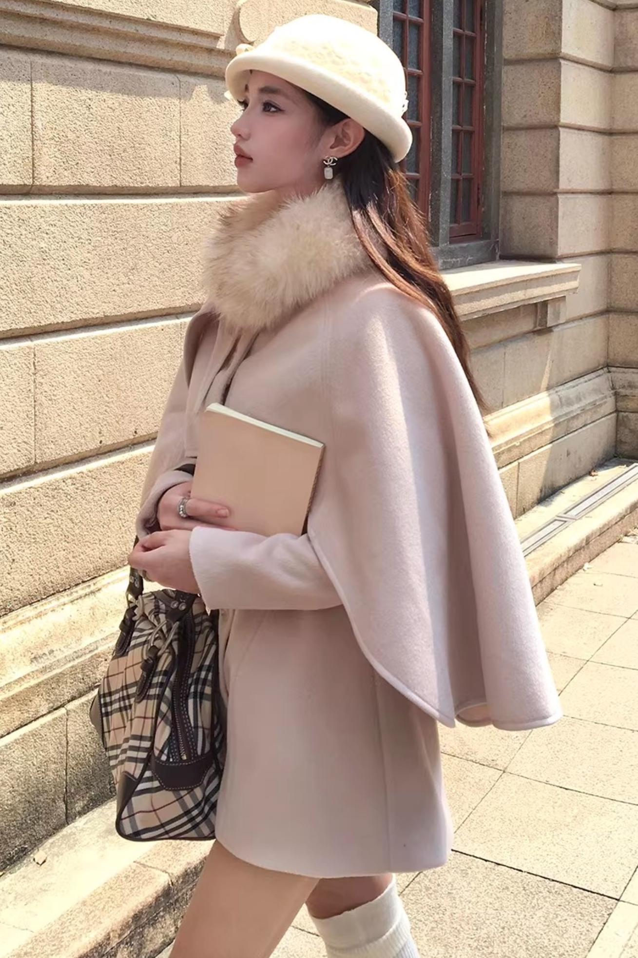 Showa Snowflake Wool Cape Coat