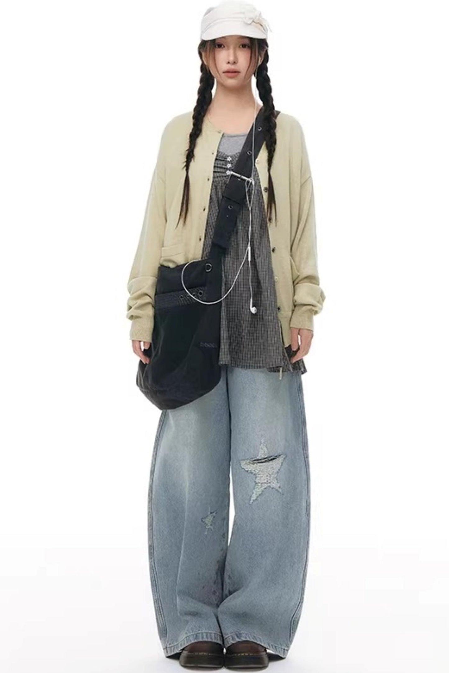 Elastic Knit Button Cardigan