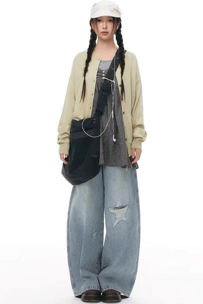 Elastic Knit Button Cardigan