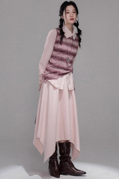 Berry Purple Chimney Collar Shirt Set-Up