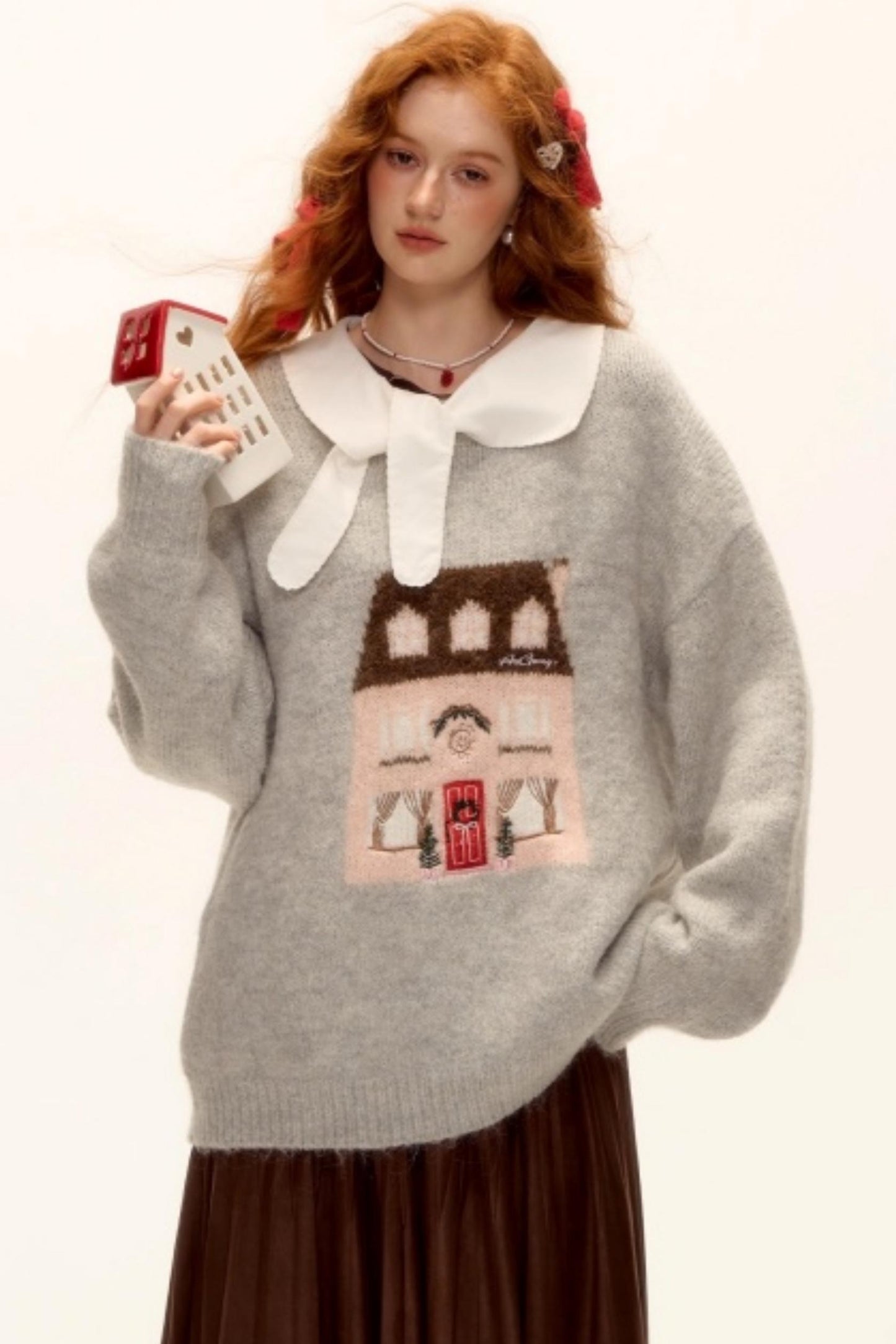 Jacquard Embroidered Wool Sweater