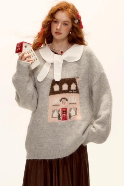 Jacquard Embroidered Wool Sweater