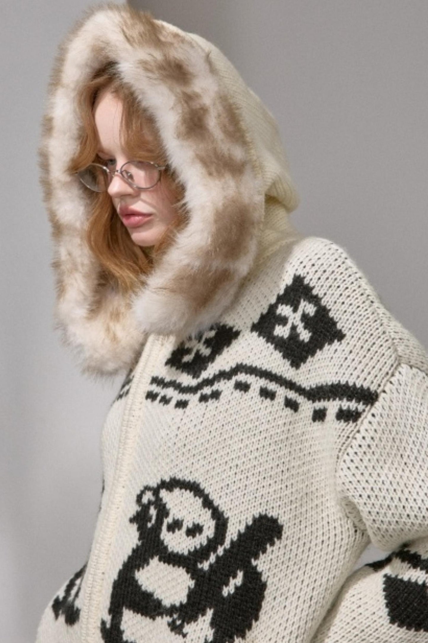 Detachable Fur Collar Knitted Cardigan