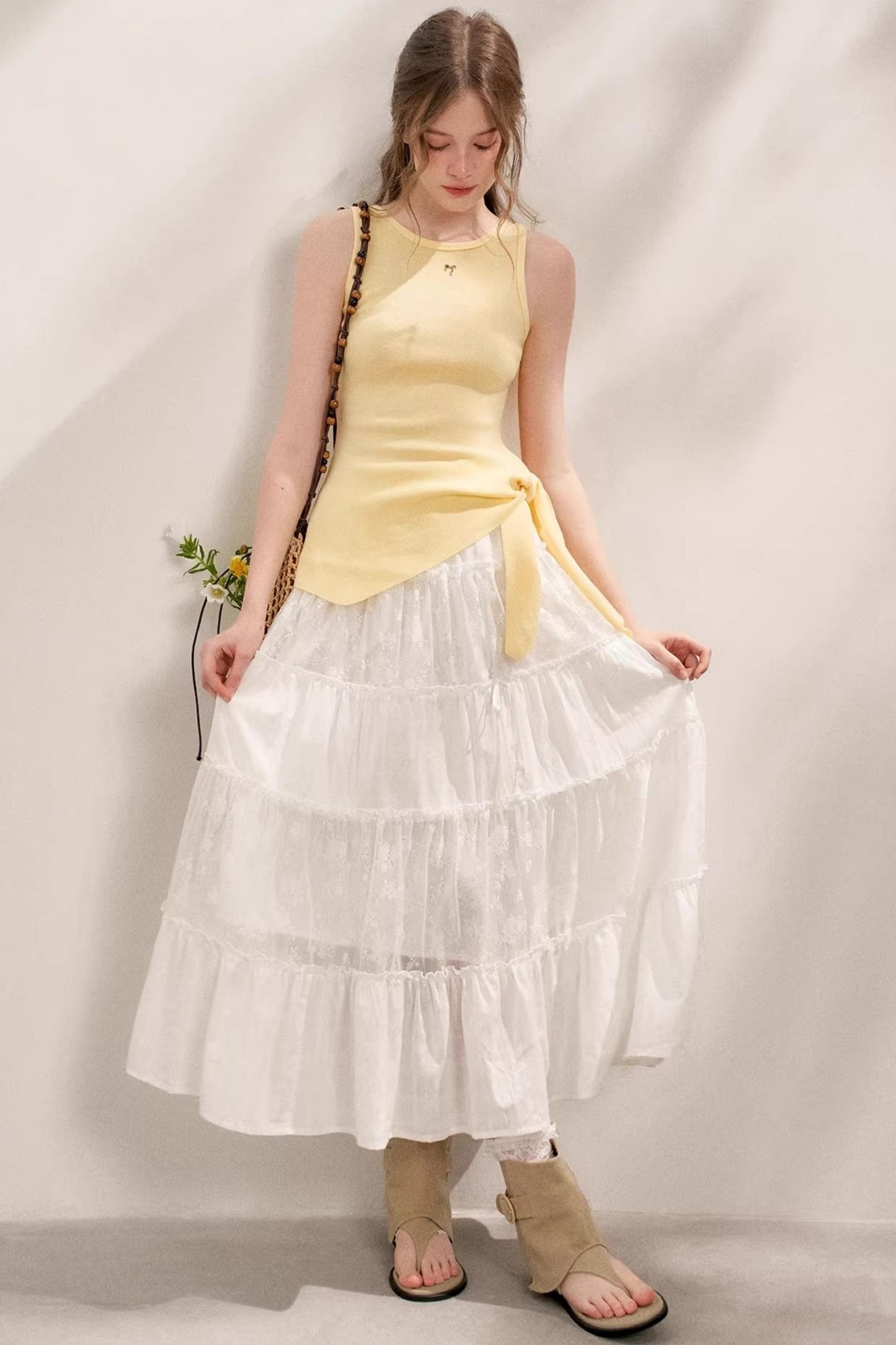 Pure White Lace Halter Skirt