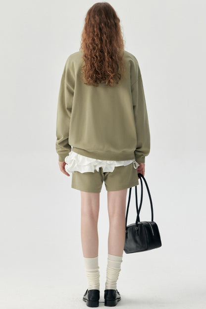 Autumn Heavy Cotton Crew Neck Sweatshirt Set-Up