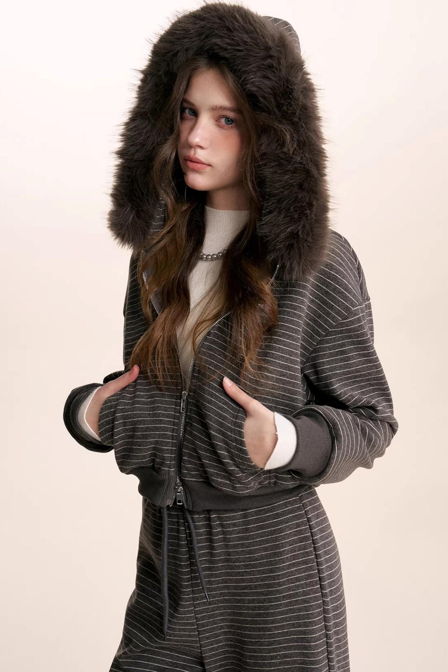 Composite Silver Fox Knit Jacket Set-Up