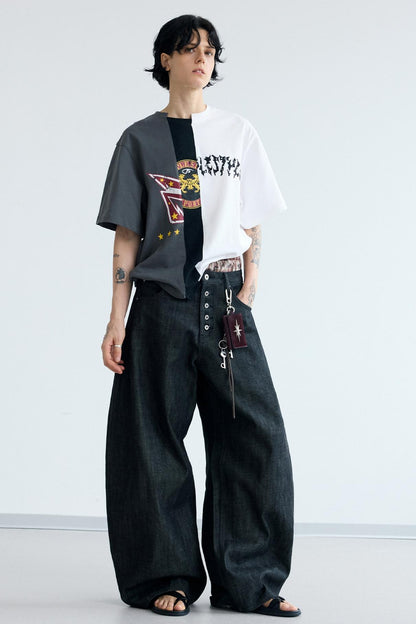 Wide-Leg Curved Knife Jeans