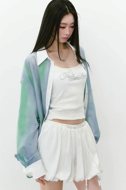 White Acetate Satin A-Line Skirt