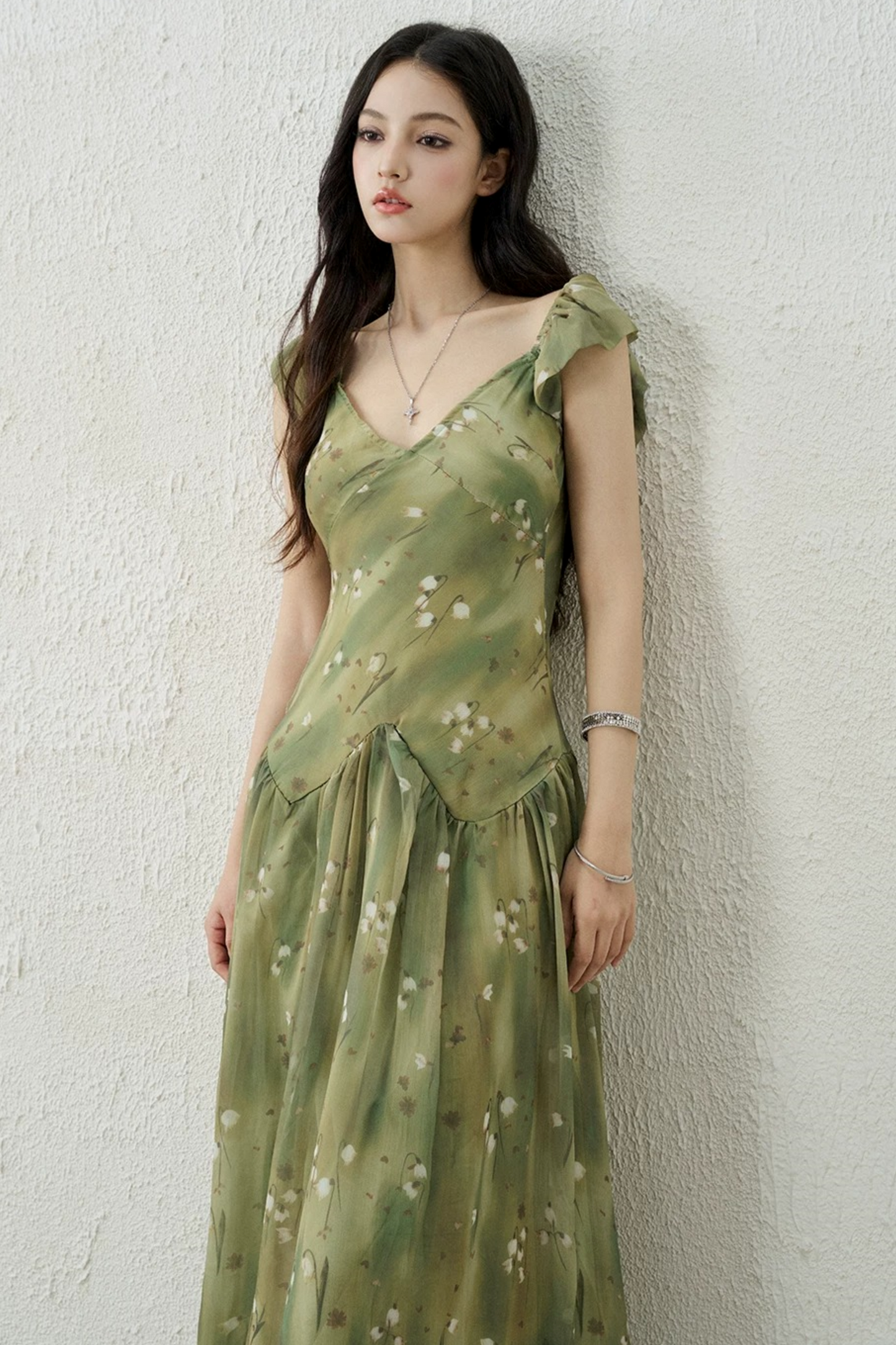 Green Floral Long Dress