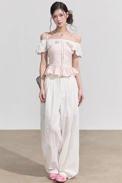 Blusa francese a fiori con volant