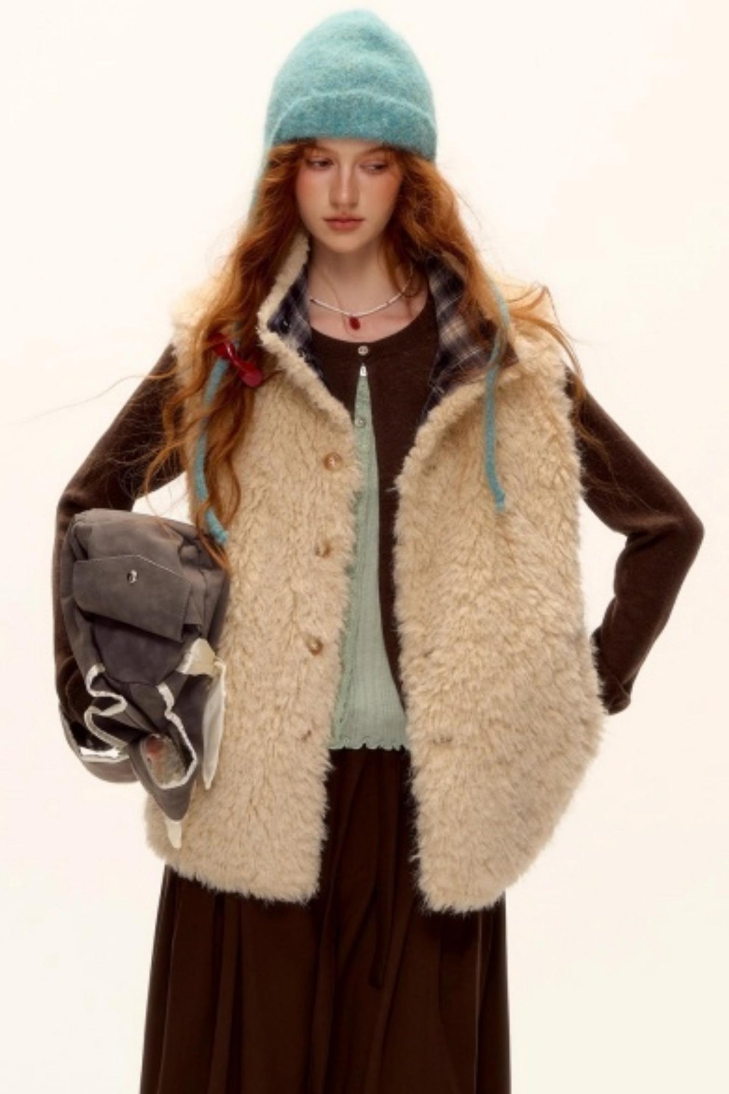 Blue Check Reversible Plaid Vest