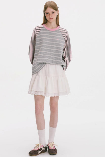 Striped Raglan Sleeve Slim Top