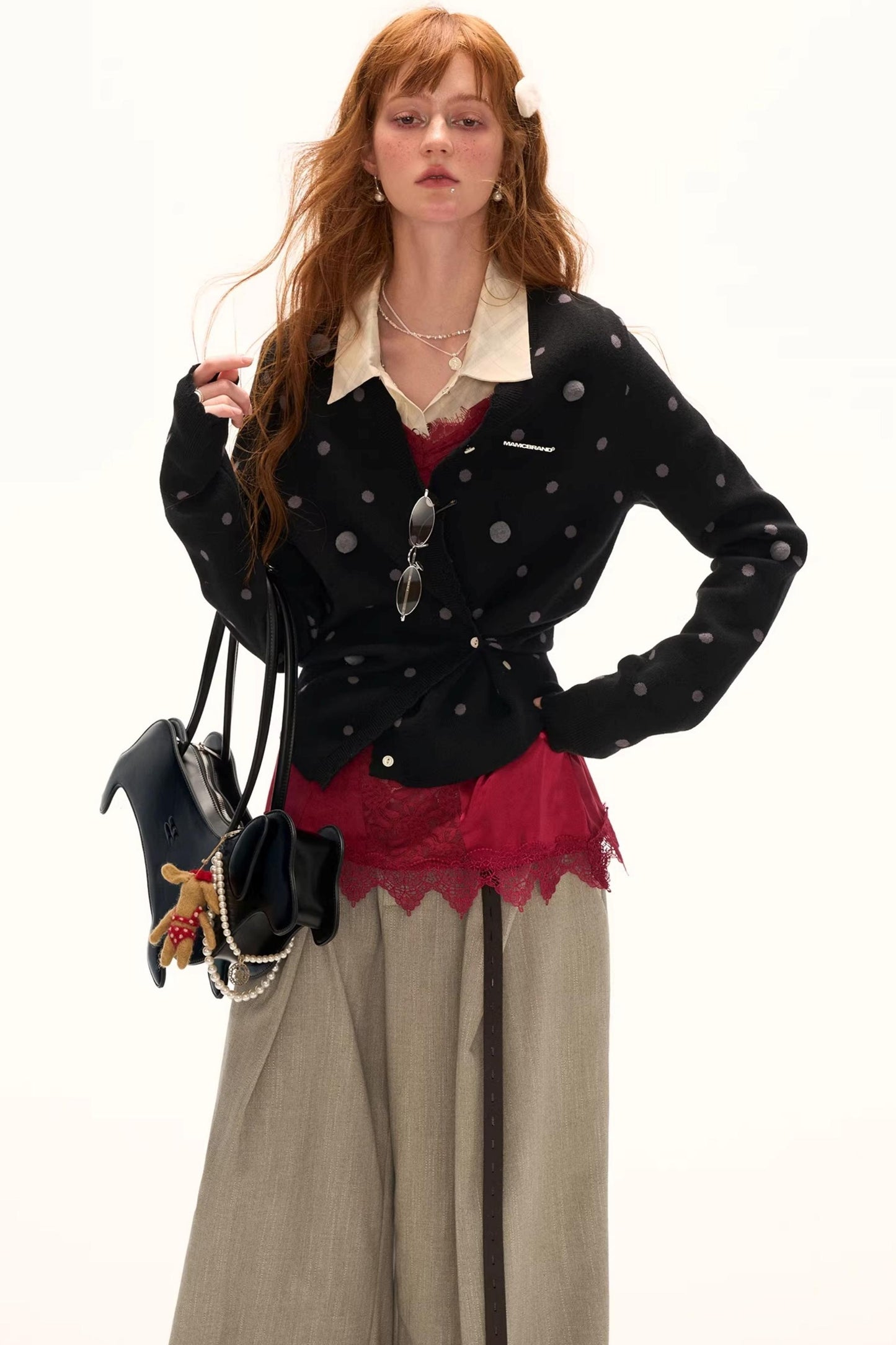 Polka Dot Asymmetrical Cardigan