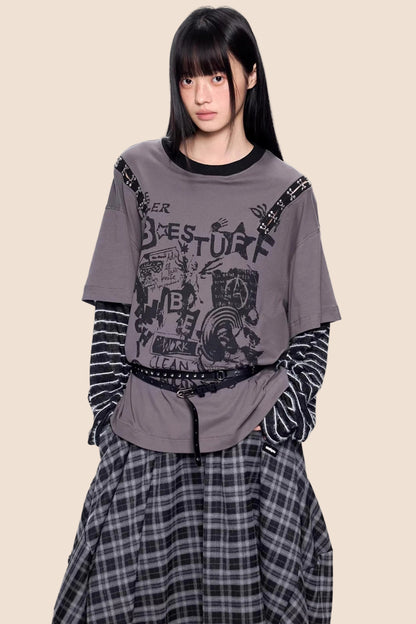 Rivet Patchwork Striped Top