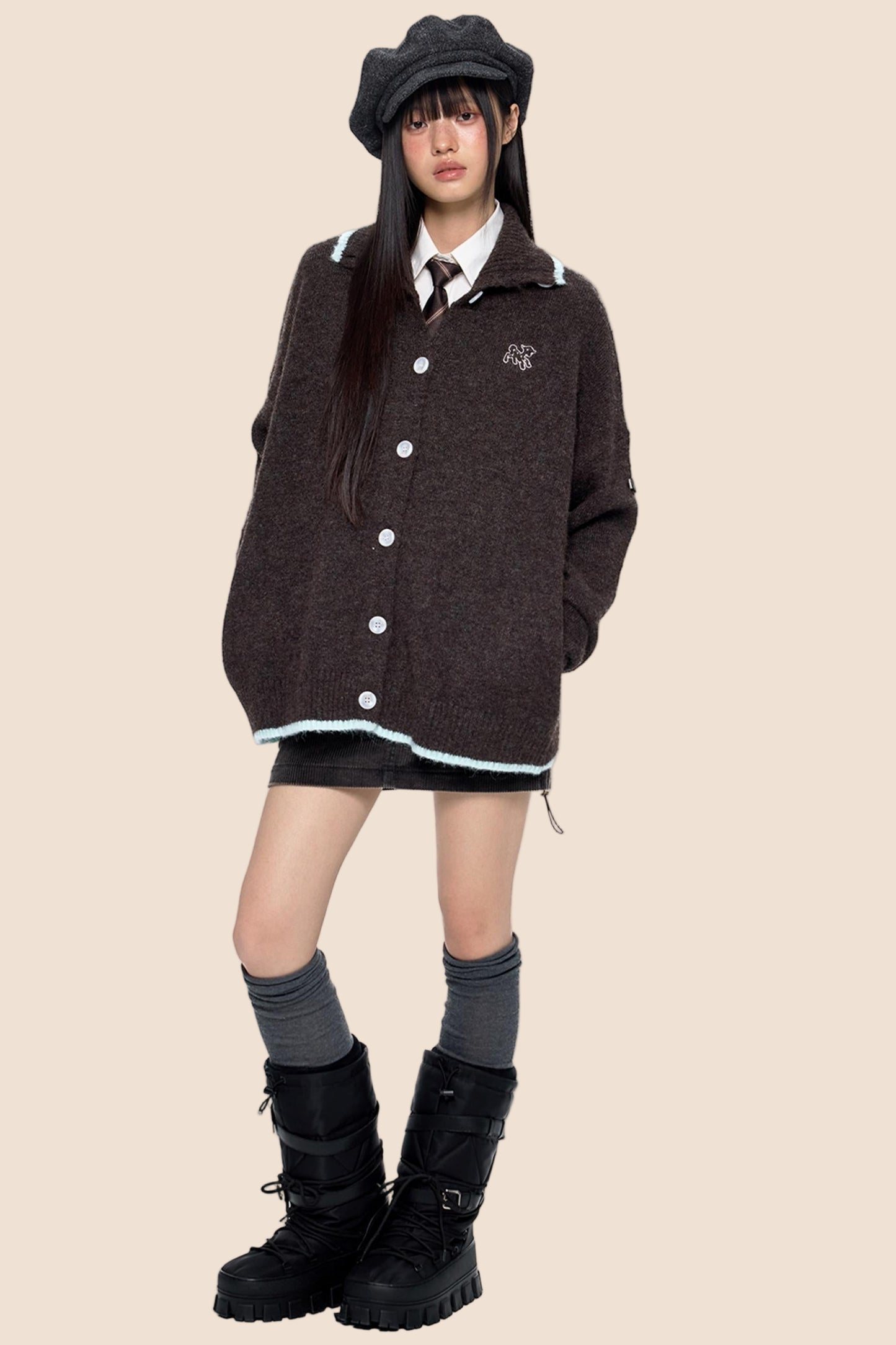 Lapel Knit Retro Cardigan