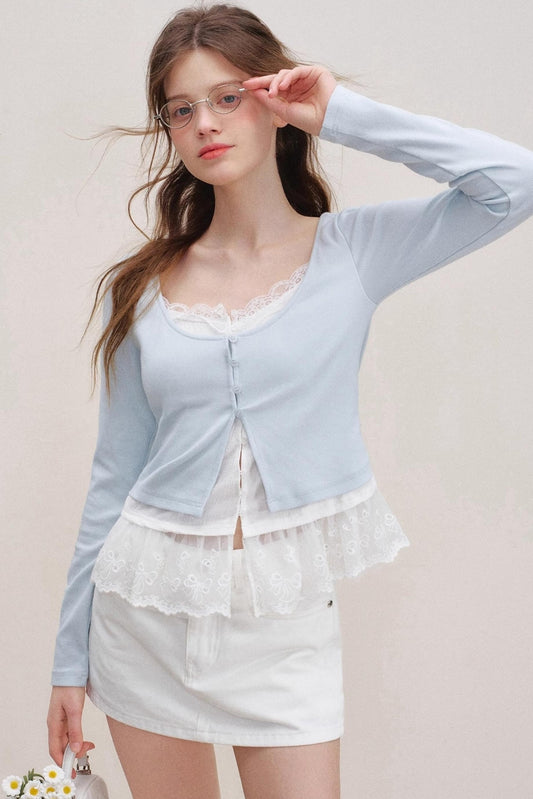 Balletcore Color Block Cardigan