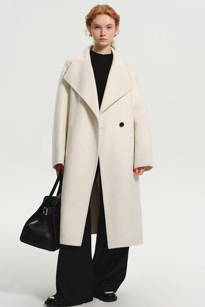 Square Collar Soft Wool Tweed Coat