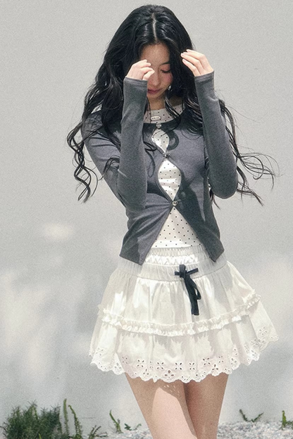 Spring White Half-Skirt