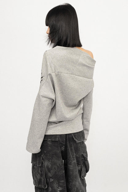 Vintage Off-the-Shoulder Gray Base Shirt