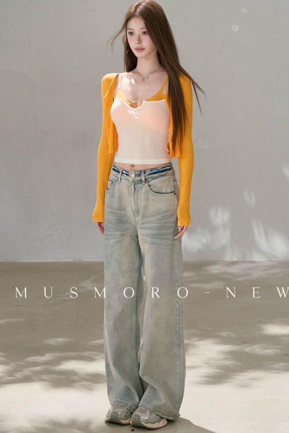 Vintage Washed Wide-Leg Jeans
