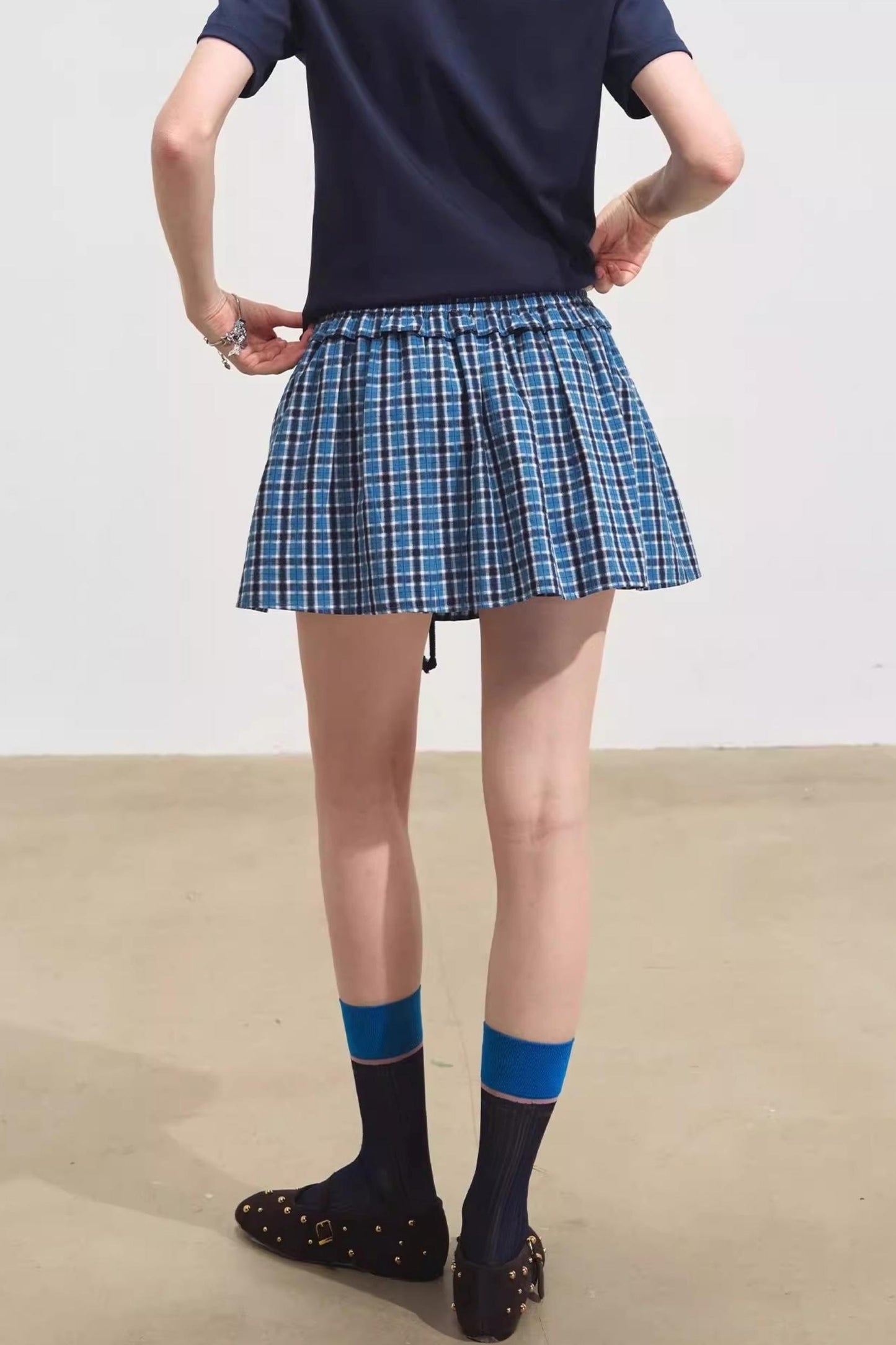 Blue Pleated Skirt