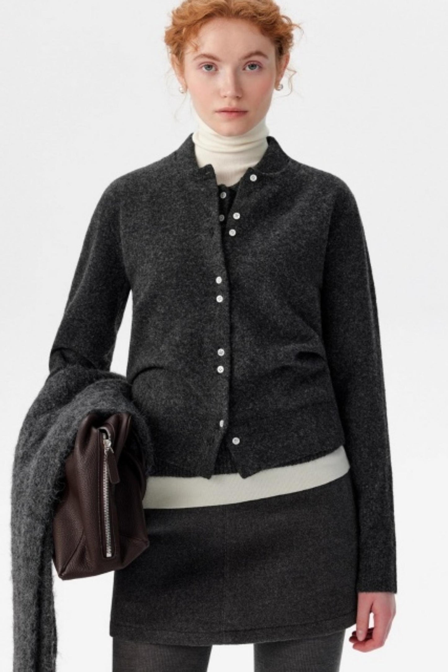 Gray Woolen A-Line Skirt