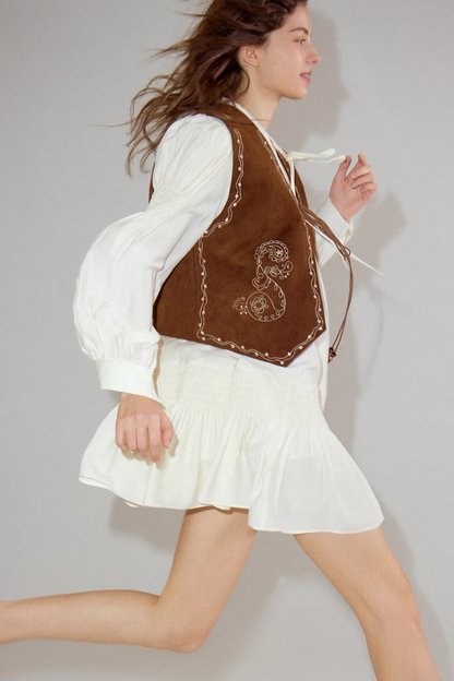 Color-Block Suede Vest