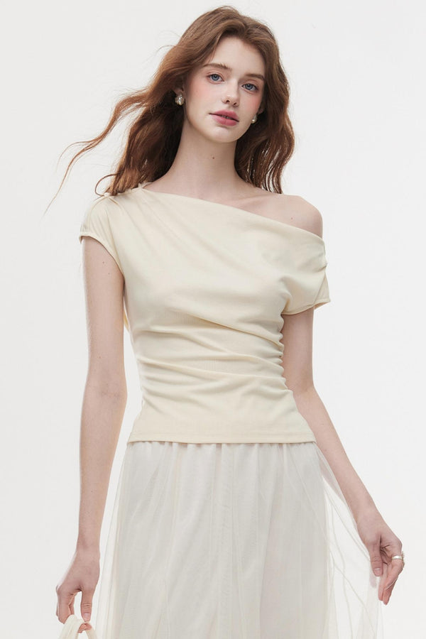 Chic Off-Shoulder Knit Tee