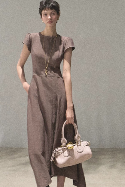 Asymmetrical Color Block Denim Dress
