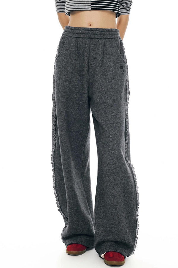 Gray Lace-Up Sweatpants