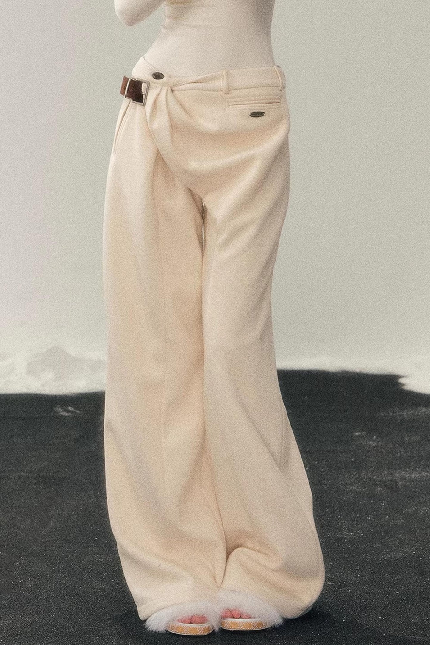 Fleece-Lined Wide-Leg Pants
