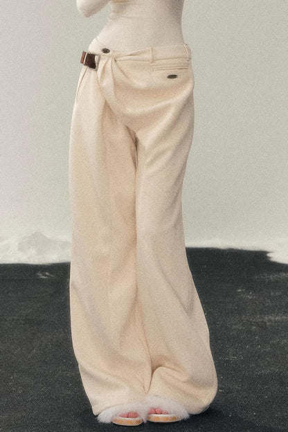 Fleece-Lined Wide-Leg Pants
