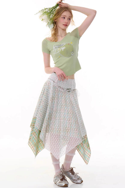 Summer Green Plaid Skirt