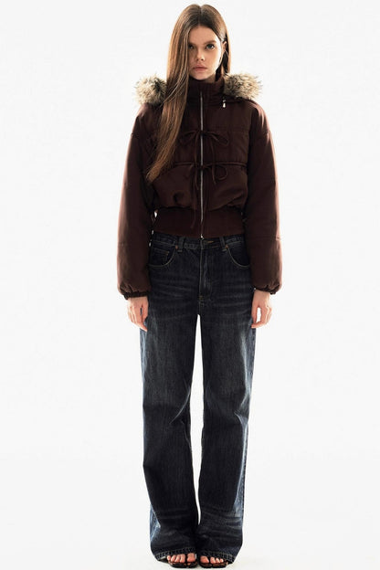 Fur Collar Cropped Cotton Jacket