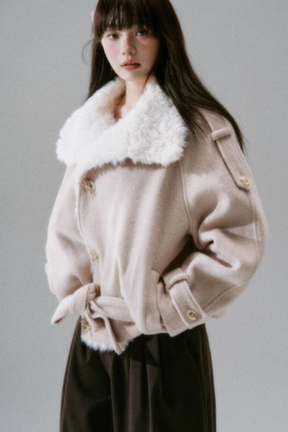 Romance Woolen Fur Collar Coat