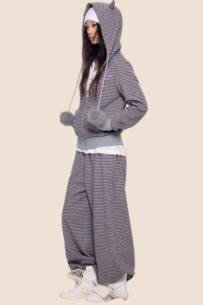 Devil Striped Hooded Jacket Set-Up