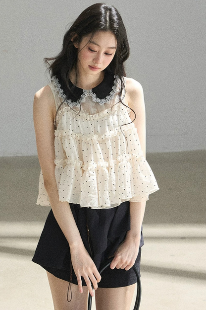 Verträumte Chiffonbluse mit Punktemuster