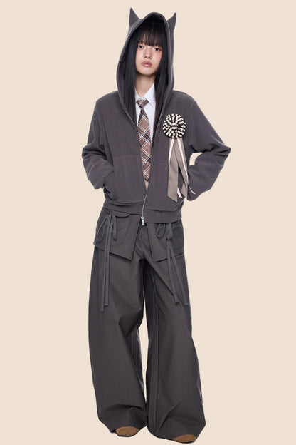 Devil Horn Short Hoodie Sweatshirt