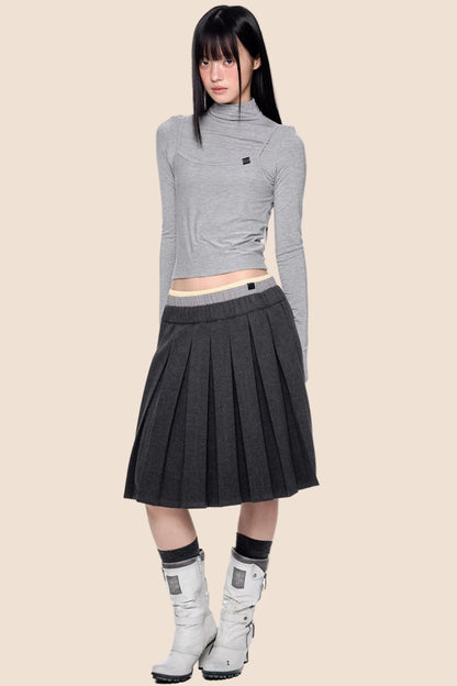 Plaid Patchwork Wool Skirt