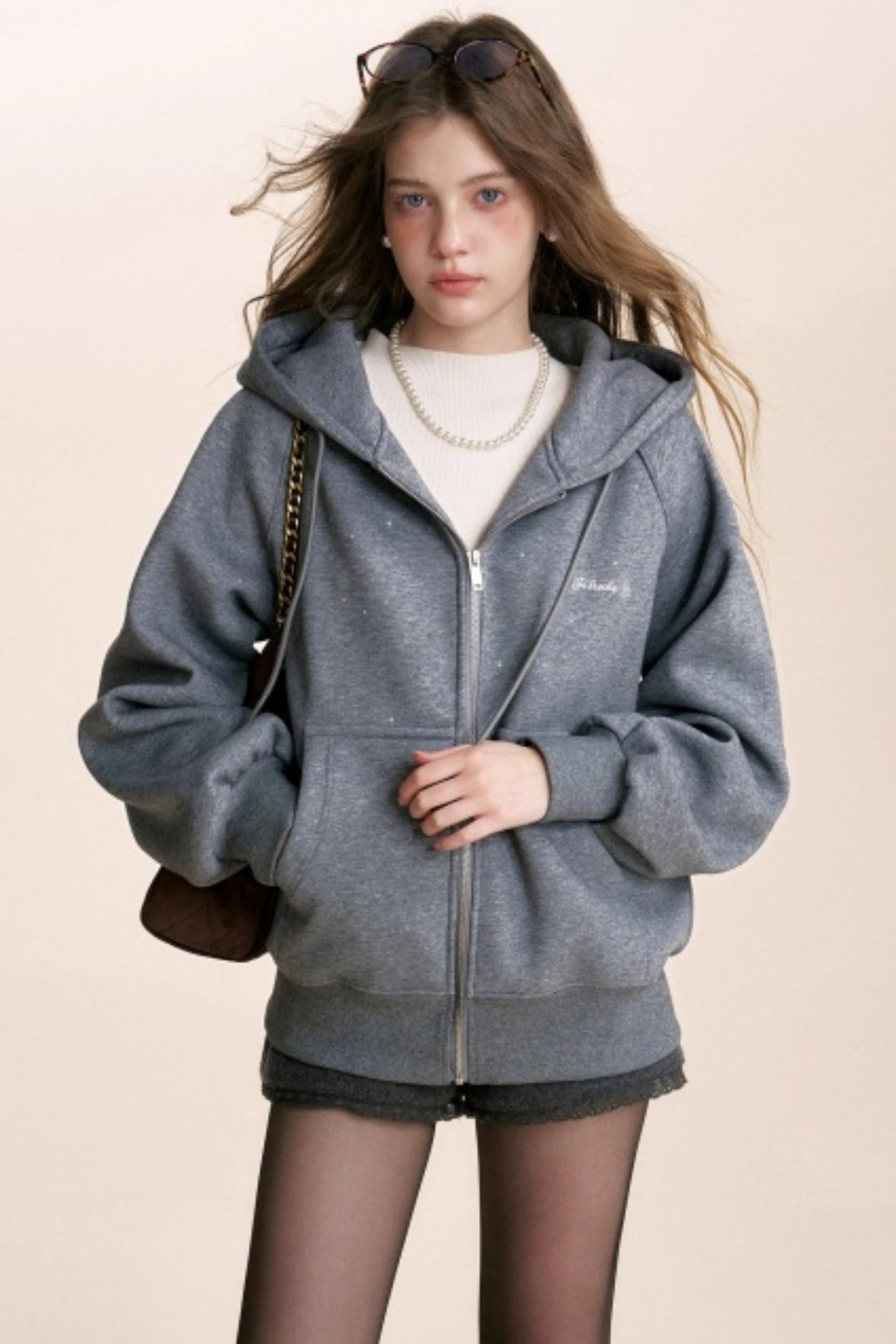 Fine Glitter Hooded Jacket