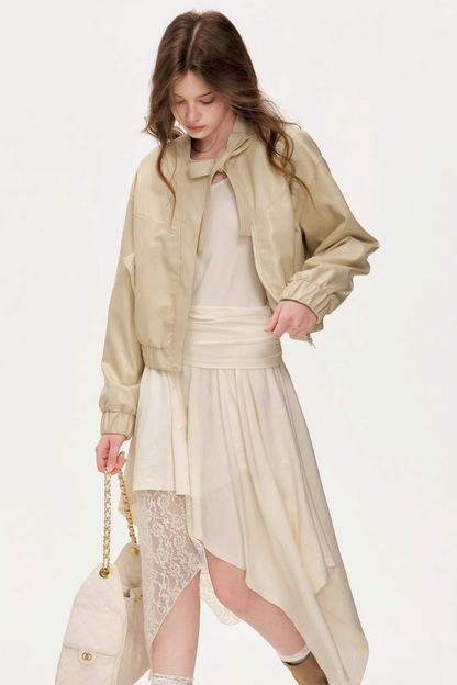 Eco-Friendly Bowknot Leather Jacket