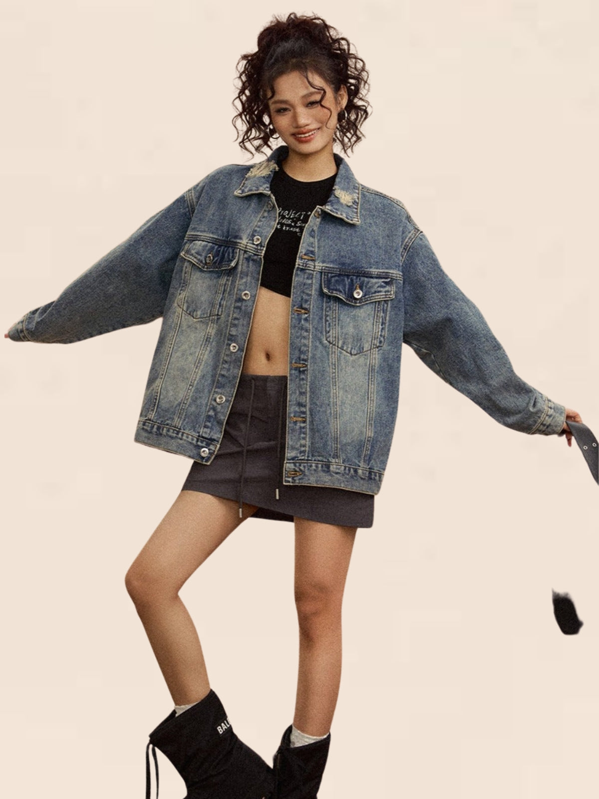 Washed Denim Jacket Set