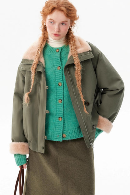 Retro Lapel Fur Winter Jacket