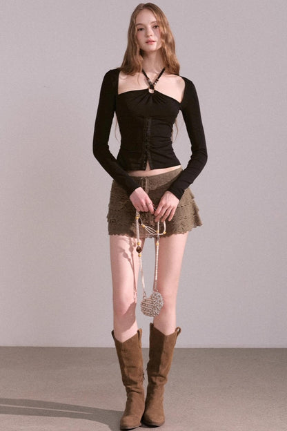 Slim Pleated Halterneck Top