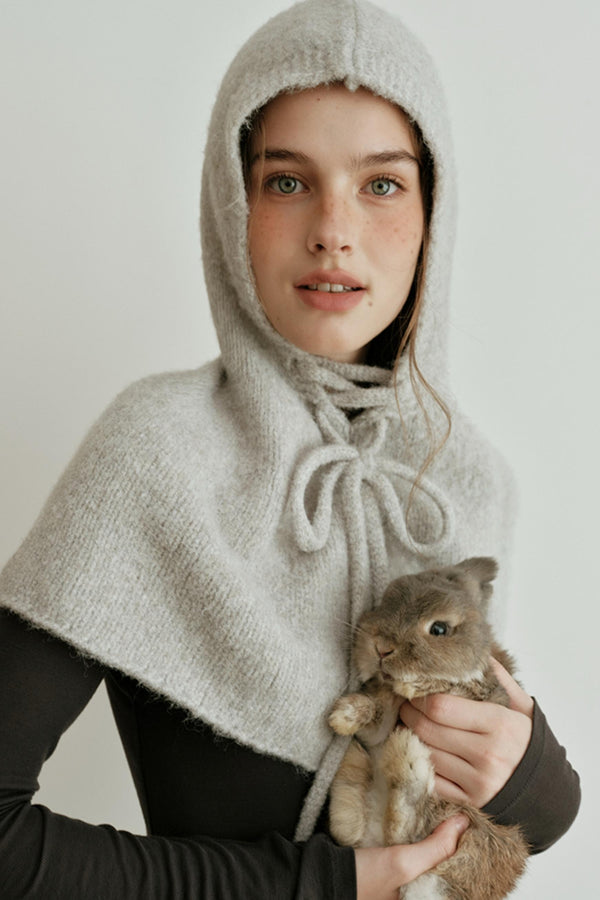 Pearl Gray Knit Cape Hat